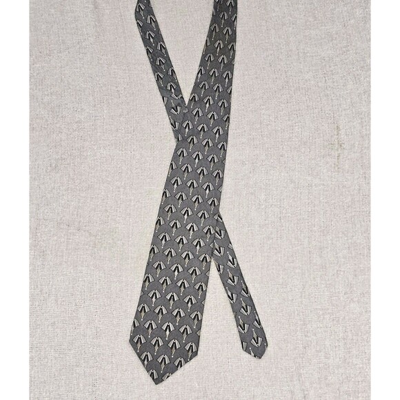 VTG Zylos George Machado Art Deco Mens Gold & Black Neck Tie 100% Silk 57x3.75 - Picture 3 of 6